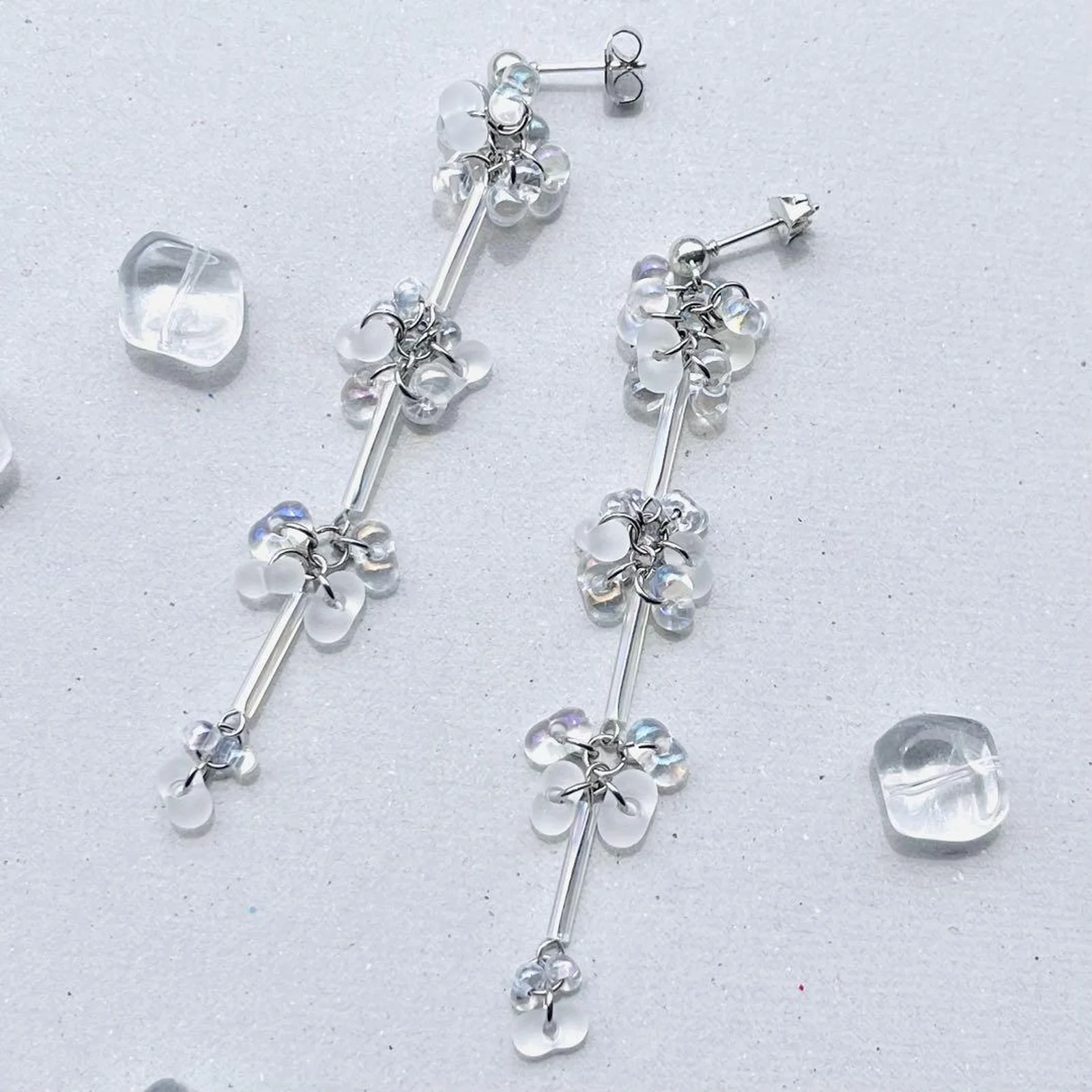 水の粒シャンデリアピアス オールステンレス