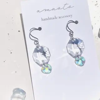 amaoto 青と紫と透明のピアス