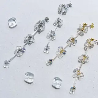 amaoto 青と紫と透明のピアス