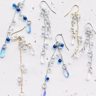 amaoto 青と紫と透明のピアス